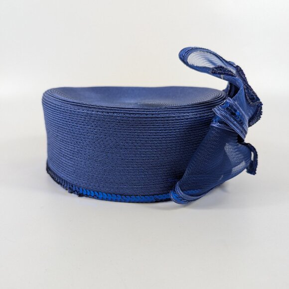 Vintage Mr Hi’s Bright Blue Sequin Flower Pillbox Hat Fancy Ladies Church Derby - Picture 2 of 11